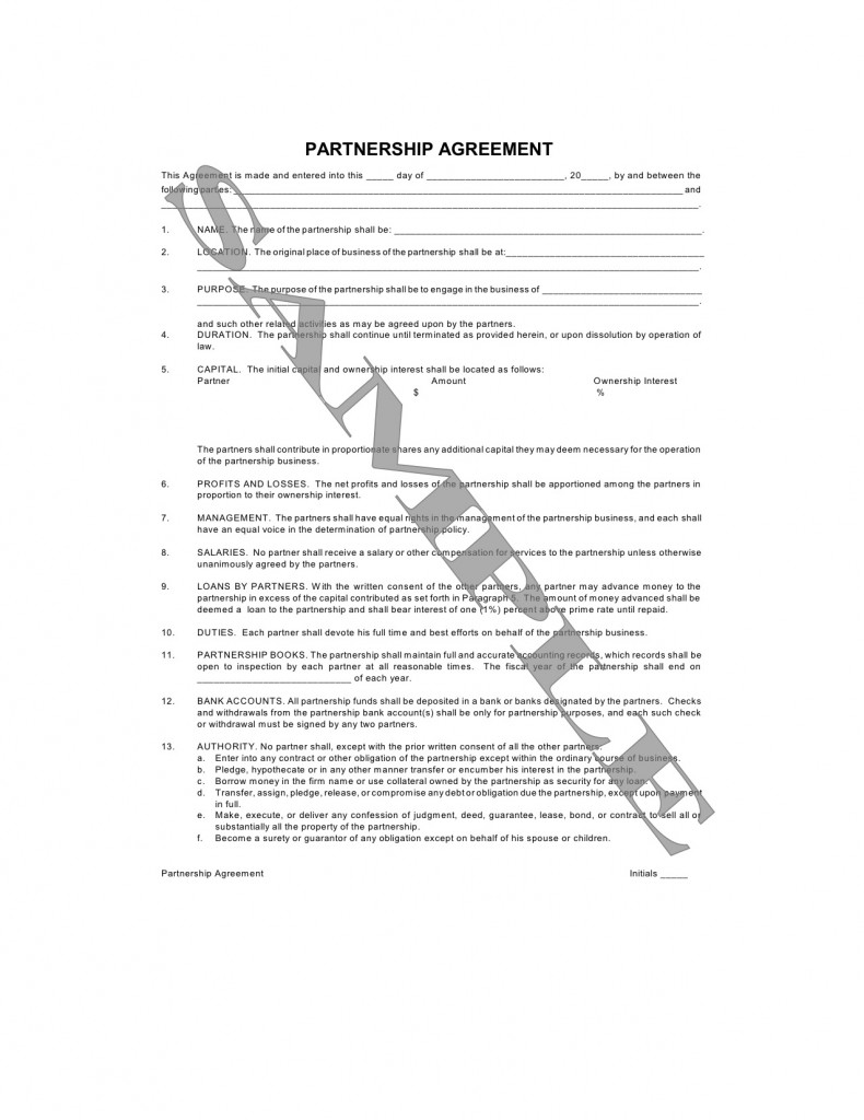 Partnership Agreement Format