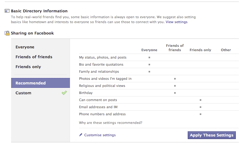 Privacy Settings