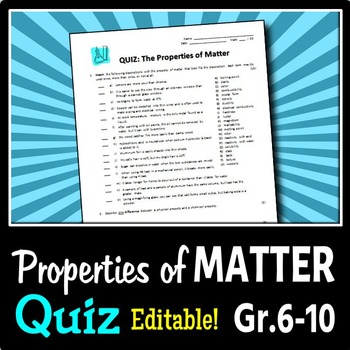 Properties Of Matter Worksheet Answers