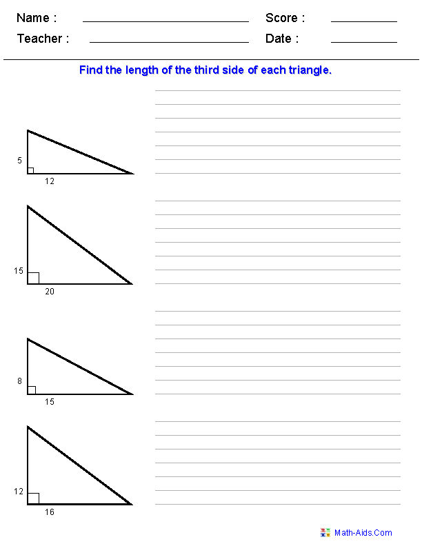 Pythagoras Theorem Formula Examples