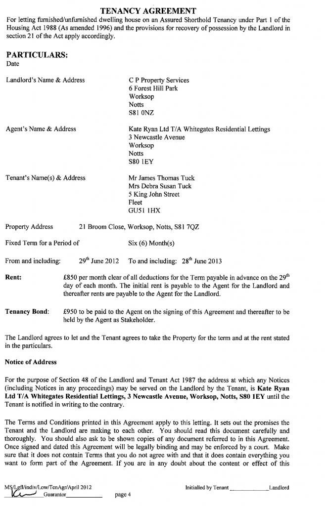 Rent Agreement Template Uk Free