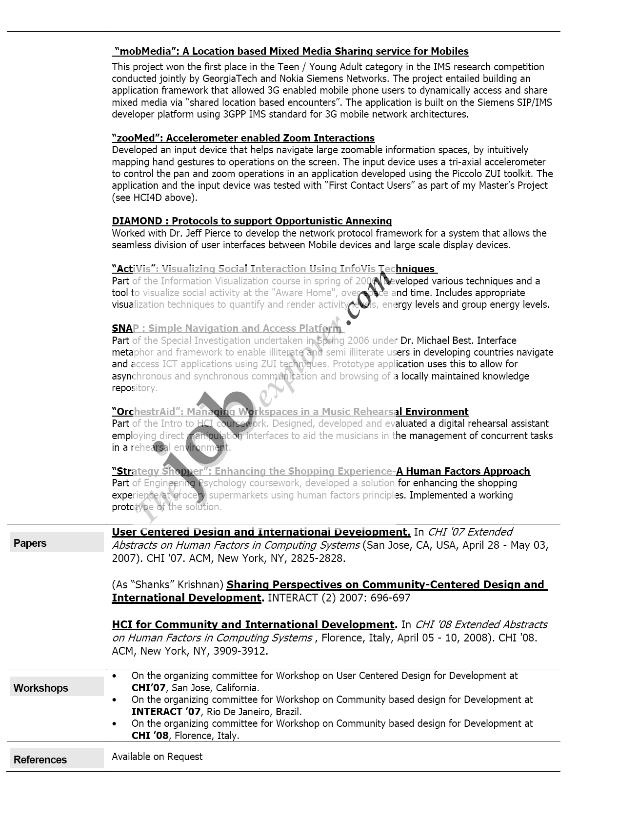 Resumes Examples