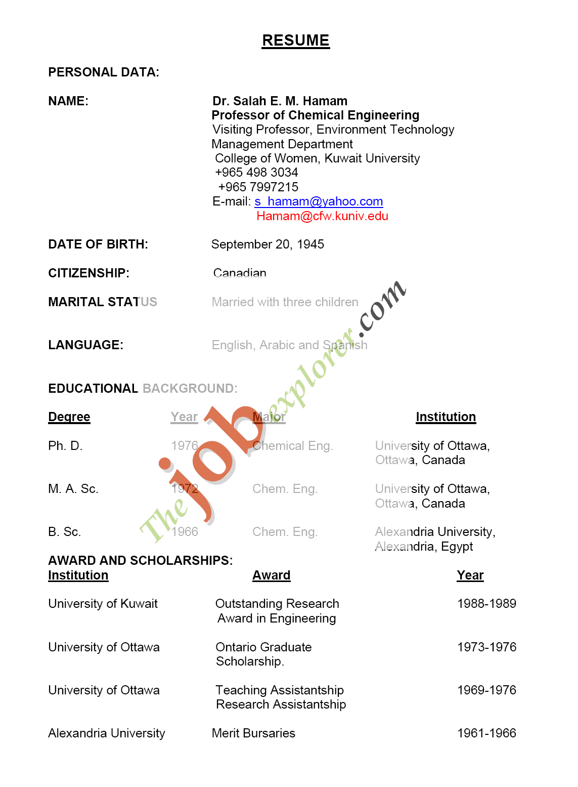 Resumes Examples