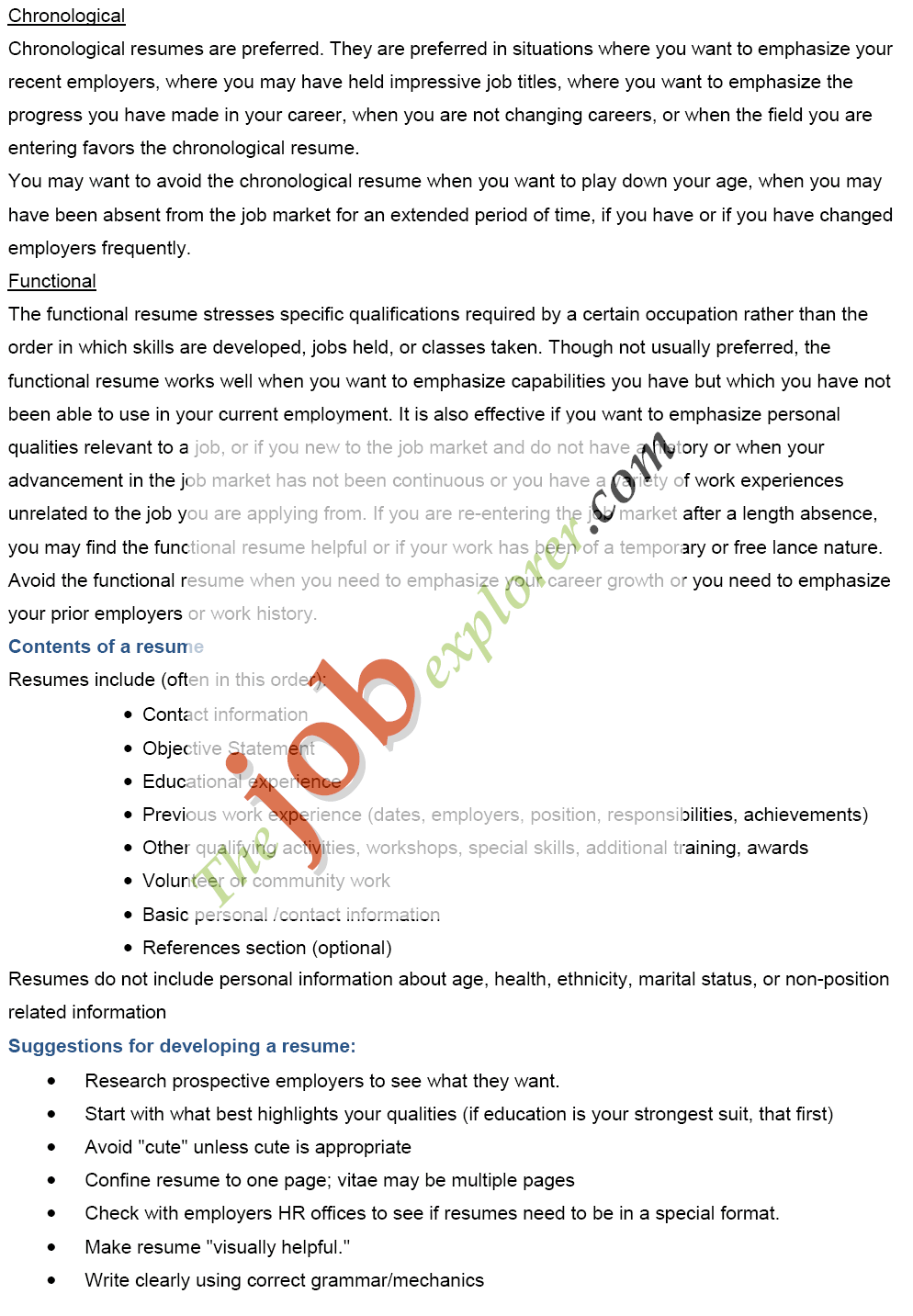 Resumes Format For Freshers