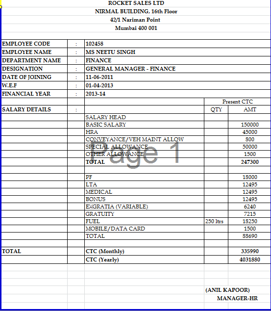 Salary Certificate Format In Word Download
