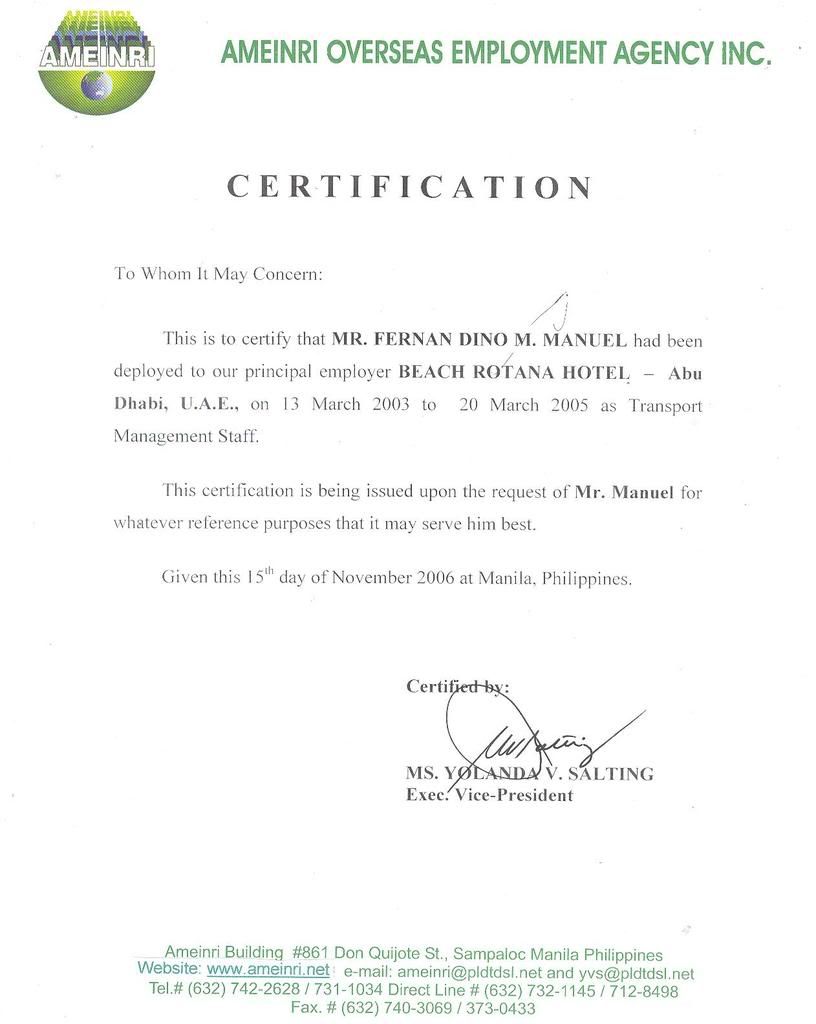 Salary Certificate Format Sample