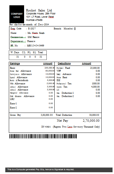 Salary Slip In Excel Format
