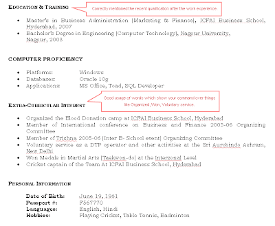 Sample Resumes For Freshers