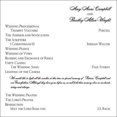 Sample Wedding Ceremony Programs