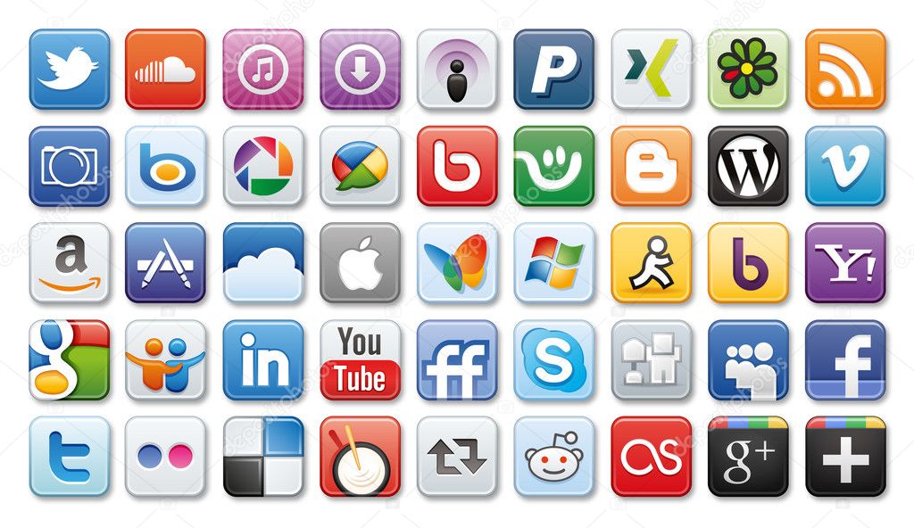 Social Media Icons White Background