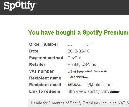 Spotify Premium Gift Certificate