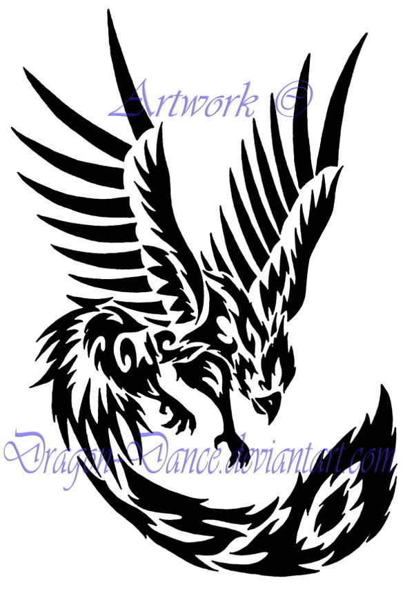 Tribal Phoenix Bird Tattoo