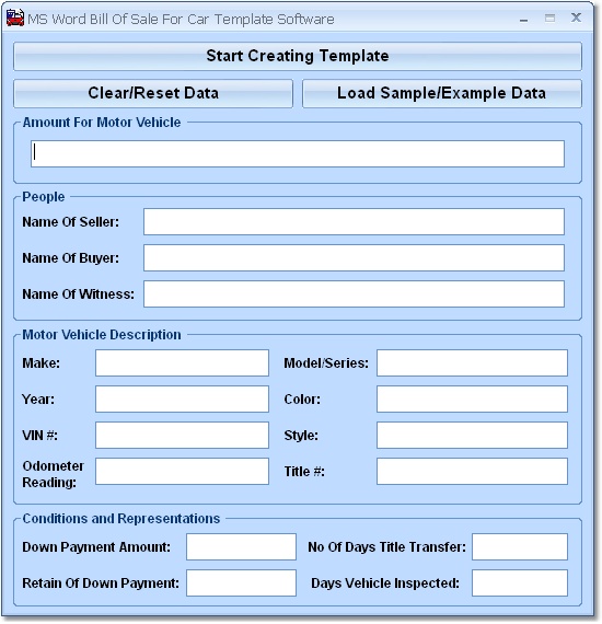 Vehicle Sales Agreement Template
