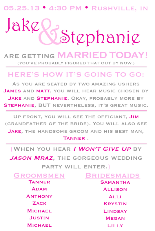 Wedding Ceremony Programs Diy