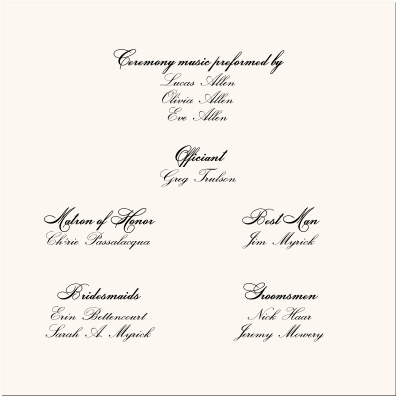 Wedding Reception Program