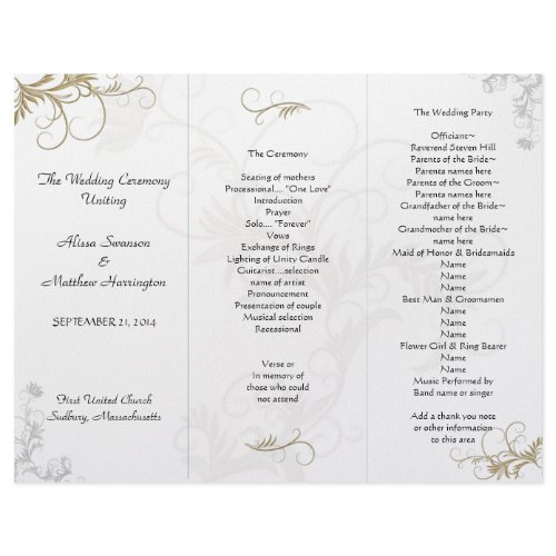 Wedding Reception Program Templates