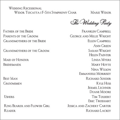 Wedding Reception Program Templates