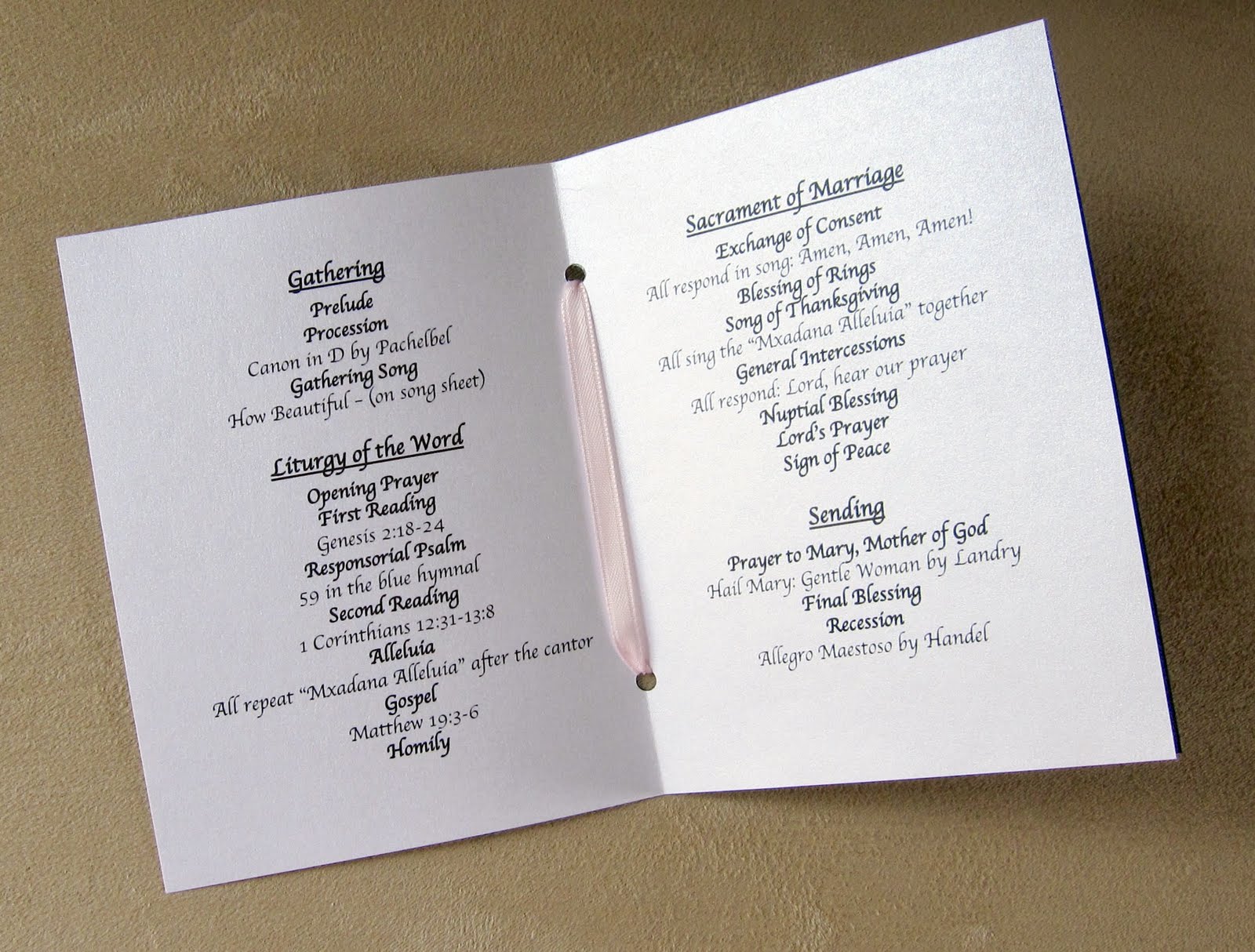 Wedding Reception Program Wording