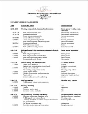 Wedding Reception Programme Template