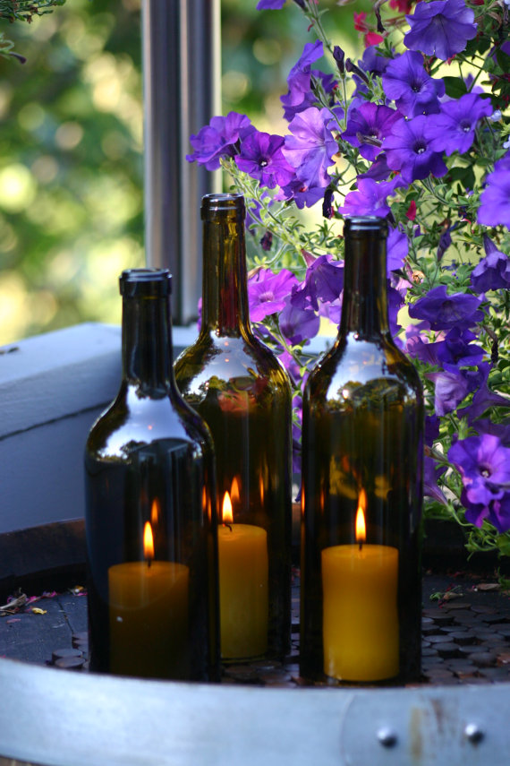 Wine Bottle Crafts With Candles Bottom Cut Off